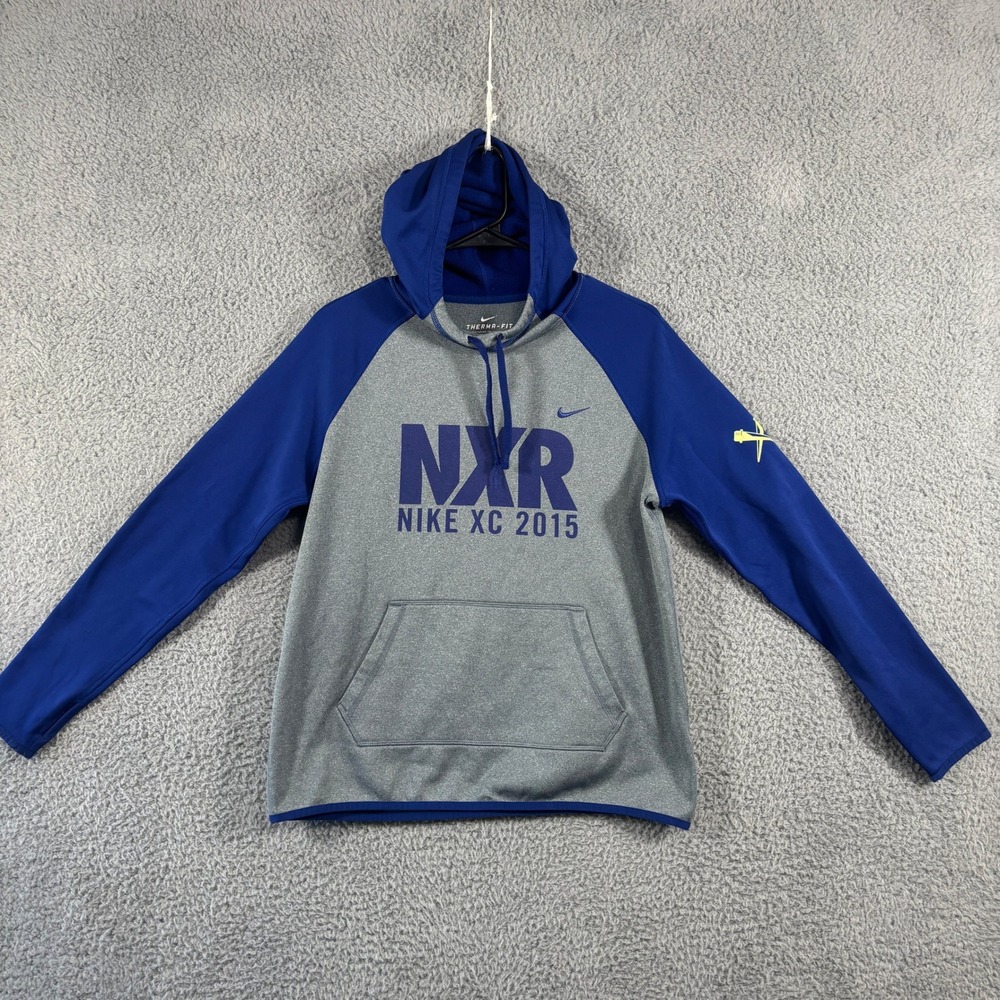 Nike Therma-FIT NXR Nike XC 2015 Hoodie Mens Medium Grey Blue Pullover